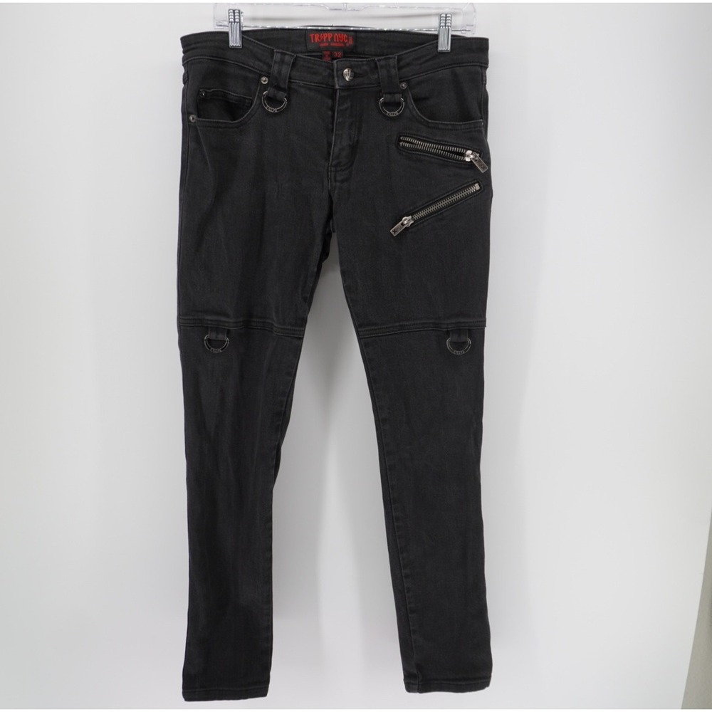 Tripp NYC Daang Goodman Mens Black Skinny Jeans D-Ring Zipper Punk SD7892M 32